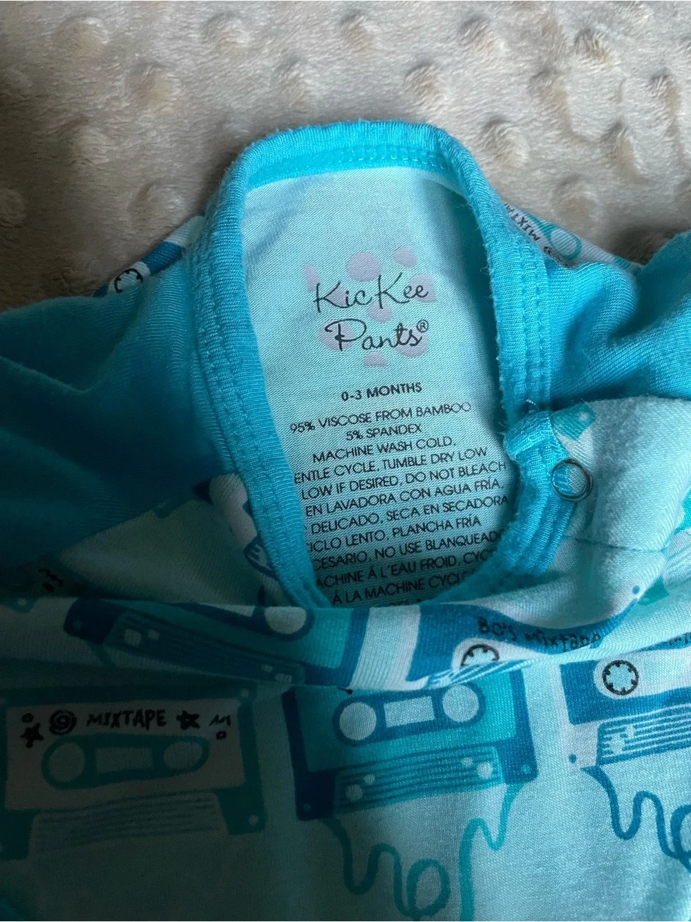 Kickee Pants Bamboo Blue Cassette-Print One-Piece